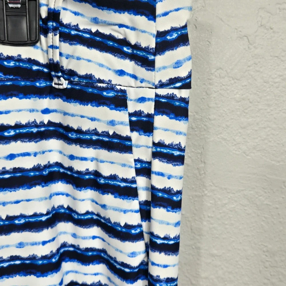 Spanx Sunshine Shorts 6 Inch Blue White Stripe Print Coastal Summer Womens 1X‎